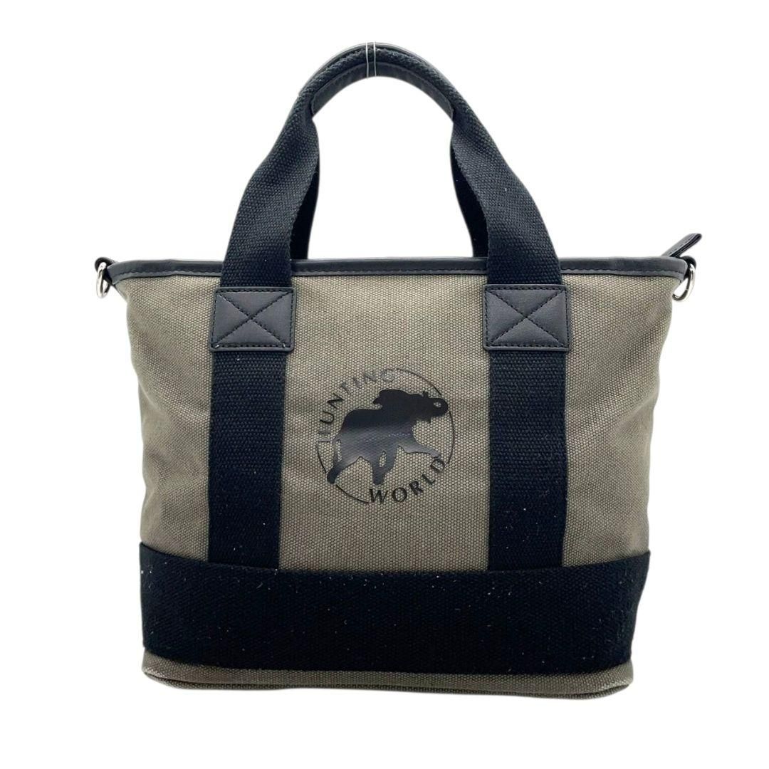 HUNTING WORLD ハンティングワールド デカロゴ トートバッグ ハンティングワールド トートバッグ カーキ 黒 ブラック デカロゴ 2way