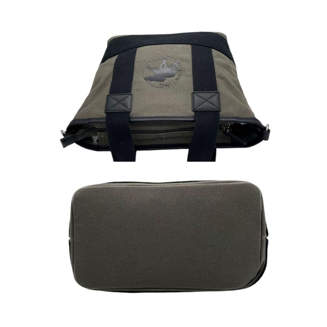 ハンティングワールド ショルダーバッグ デカロゴ カーキ ブラック ハンティングワールド トートバッグ カーキ 黒 ブラック デカロゴ 2way