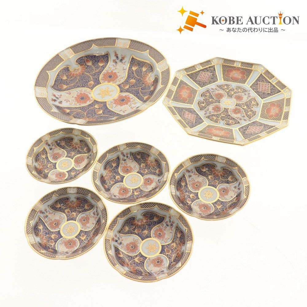 ■ 松右衛門 皿 7点セット まとめ売り 足付き 八角皿 小 中 大皿 深皿 総柄 和食器 飾り 絵 美術 全長10.7cm 19.1cm 23.2cm ホワイト 等