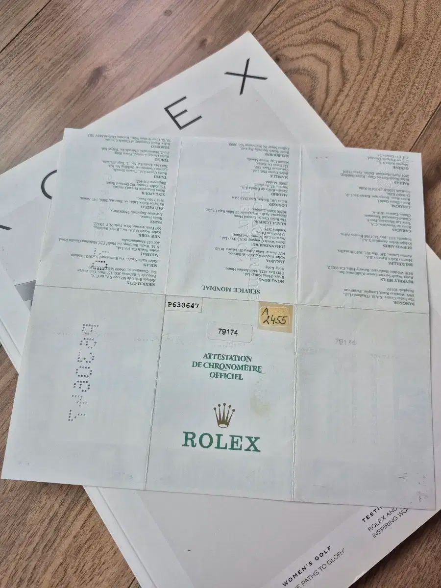 ROLEX ロレックス デイジャスト ペーパー 保証書 79174