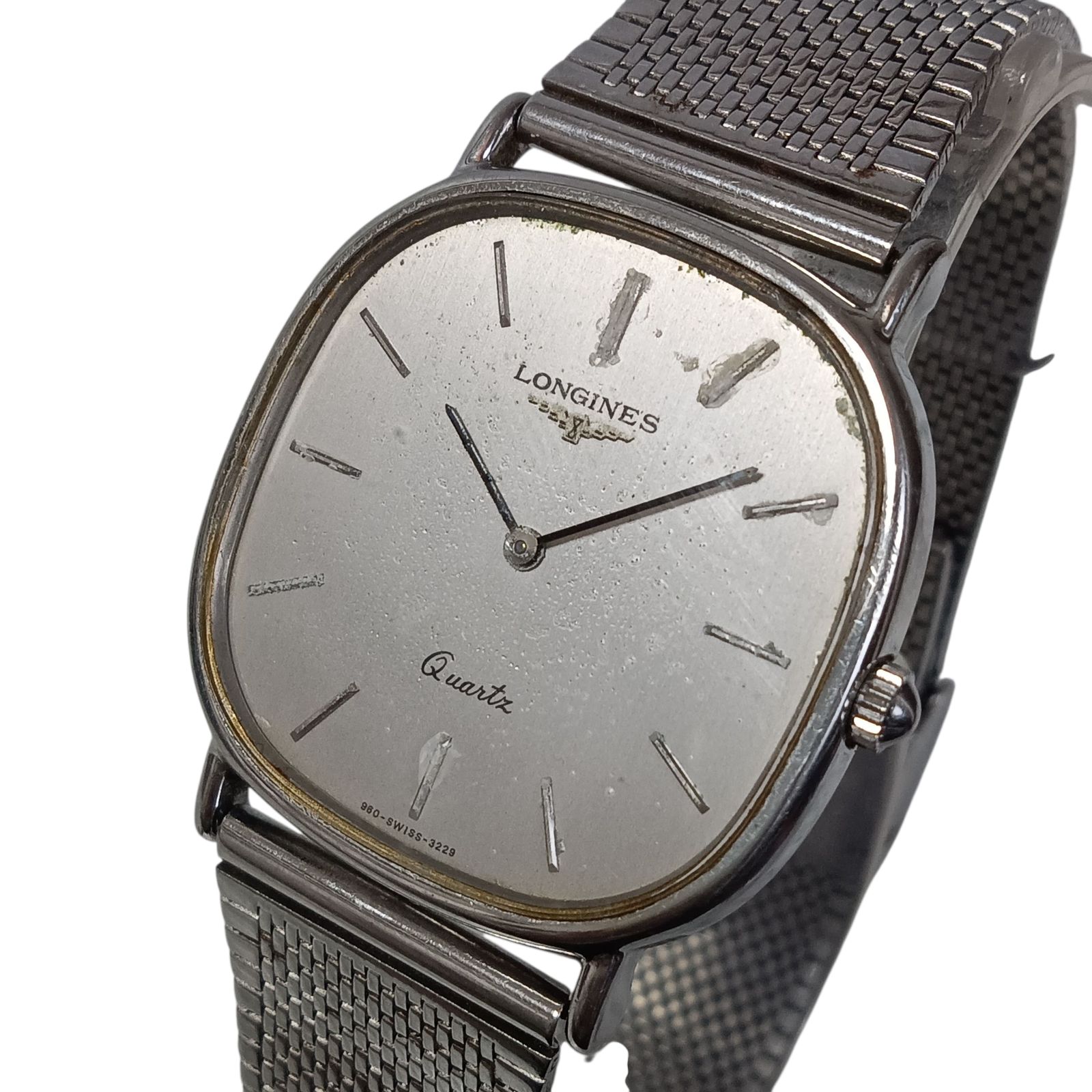 稼働 1125 5 LONGINES ロンジン メンズ腕時計 クォーツ スクエア シルバー文字盤