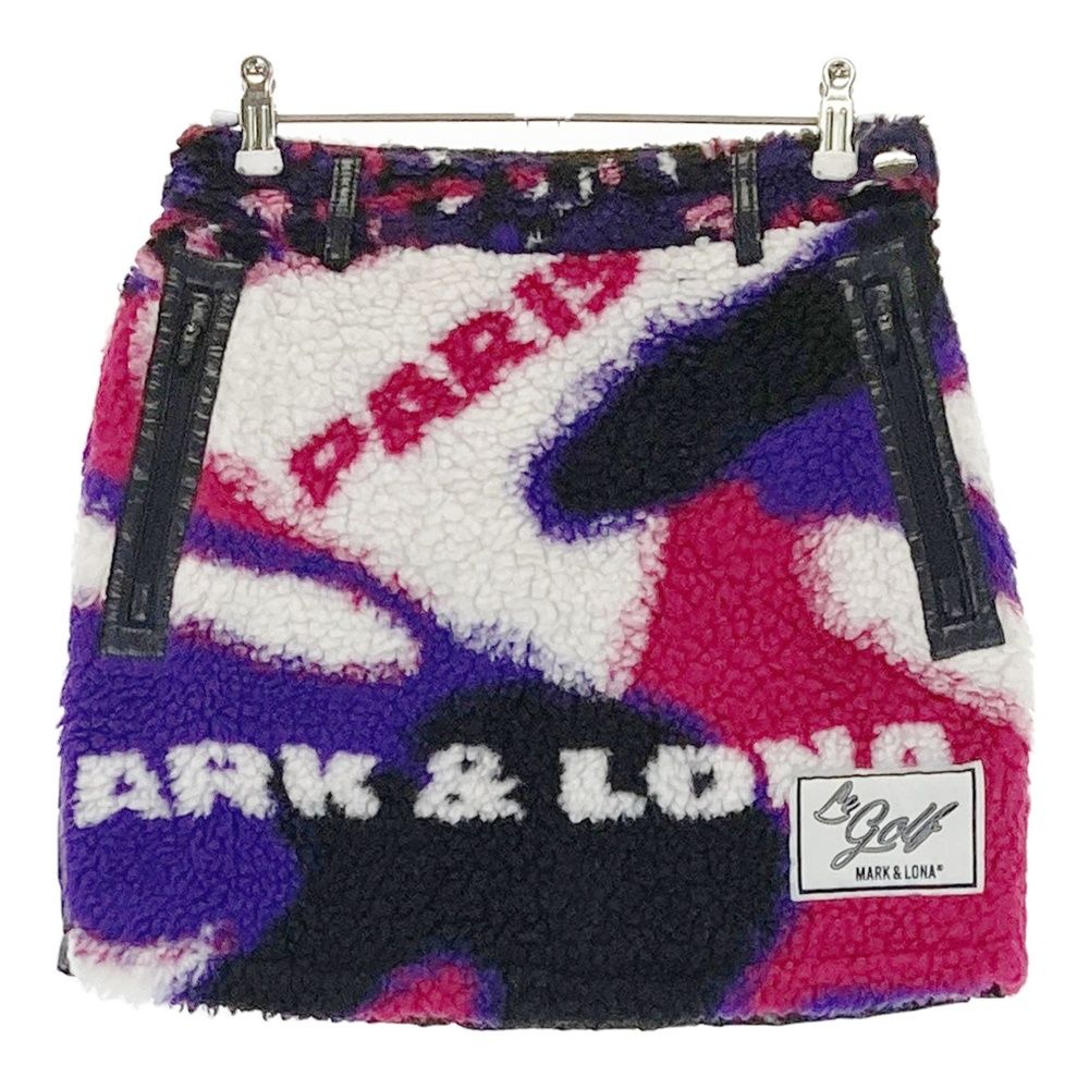 サイズ 36 MARK LONA マークアンドロナ ダウン切替 ボアスカート 総柄 パープル系 ゴルフウェア レディース ストスト