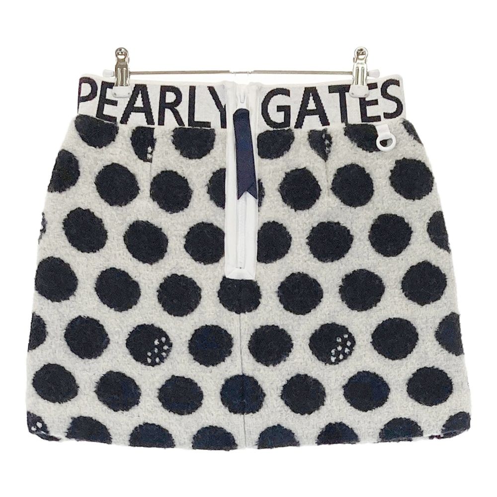 サイズ 0 PEARLY GATES パーリーゲイツ 055-2234118 ウール混 中綿スカート ドット柄 ホワイト系 ゴルフウェア レディース ストスト