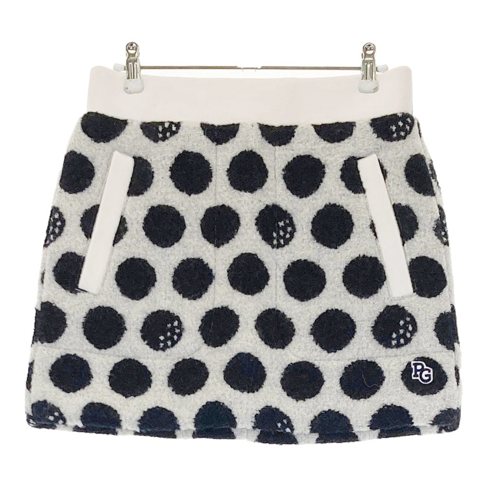 サイズ 0 PEARLY GATES パーリーゲイツ 055 2234118 ウール混 中綿スカート ドット柄 ホワイト系 ゴルフウェア レディース ストスト