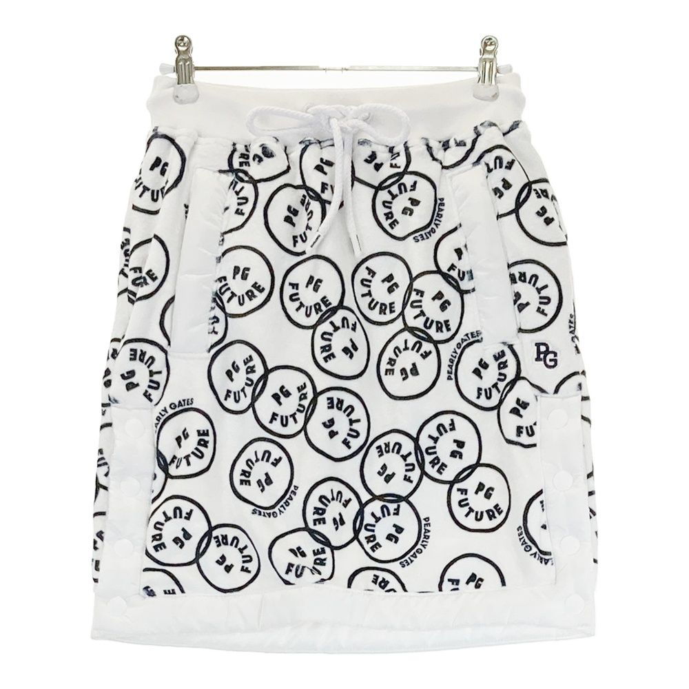 サイズ 0 PEARLY GATES パーリーゲイツ 055 2134014 ベロアボンバー スカート FUTURE NIKO ニコちゃん 総柄 ホワイト系 ゴルフウェア レディース ストスト