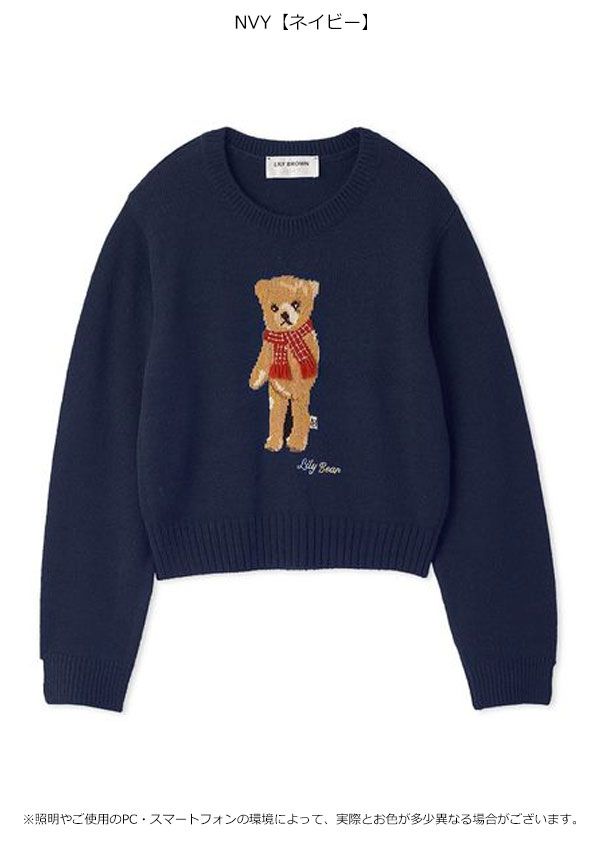  EC PNK 10 OFF リリー ブラウン LILY BROWN トップス 25秋冬 Bearフリンジマフラーニットトップス 長袖 ミドル丈 lwnt 255047 長袖 ニット セーター