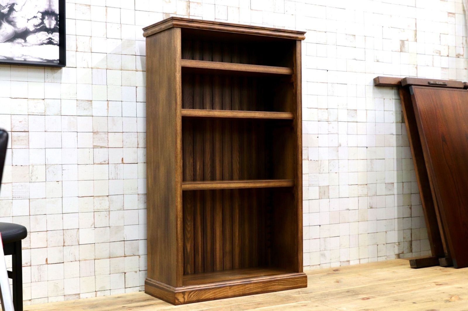 民芸家具 和風モダン オープンシェルフ ラック ブックシェルフ 楢材 古民家 カフェ 店舗什器