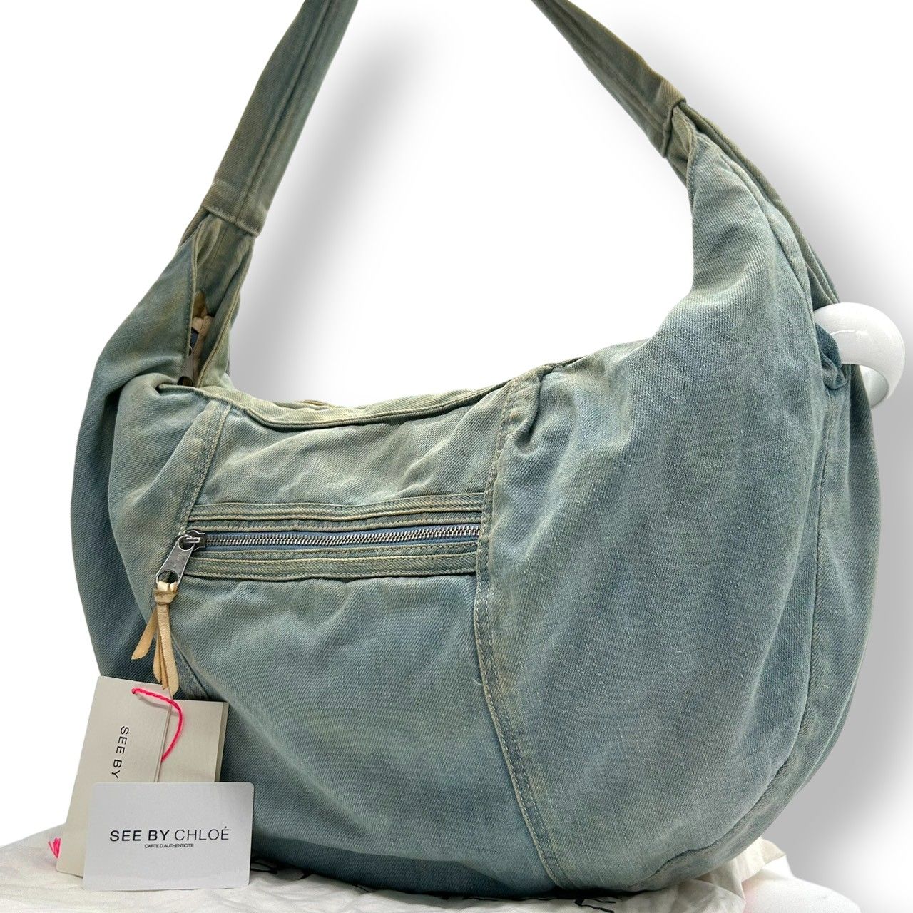 【ほぼ新品】SeeByChloe(シーバイクロエ)デニムレザーショルダーバッグ SEE BY CHLOE シーバイクロエ バッグ ショルダーバッグ デニムバッグ