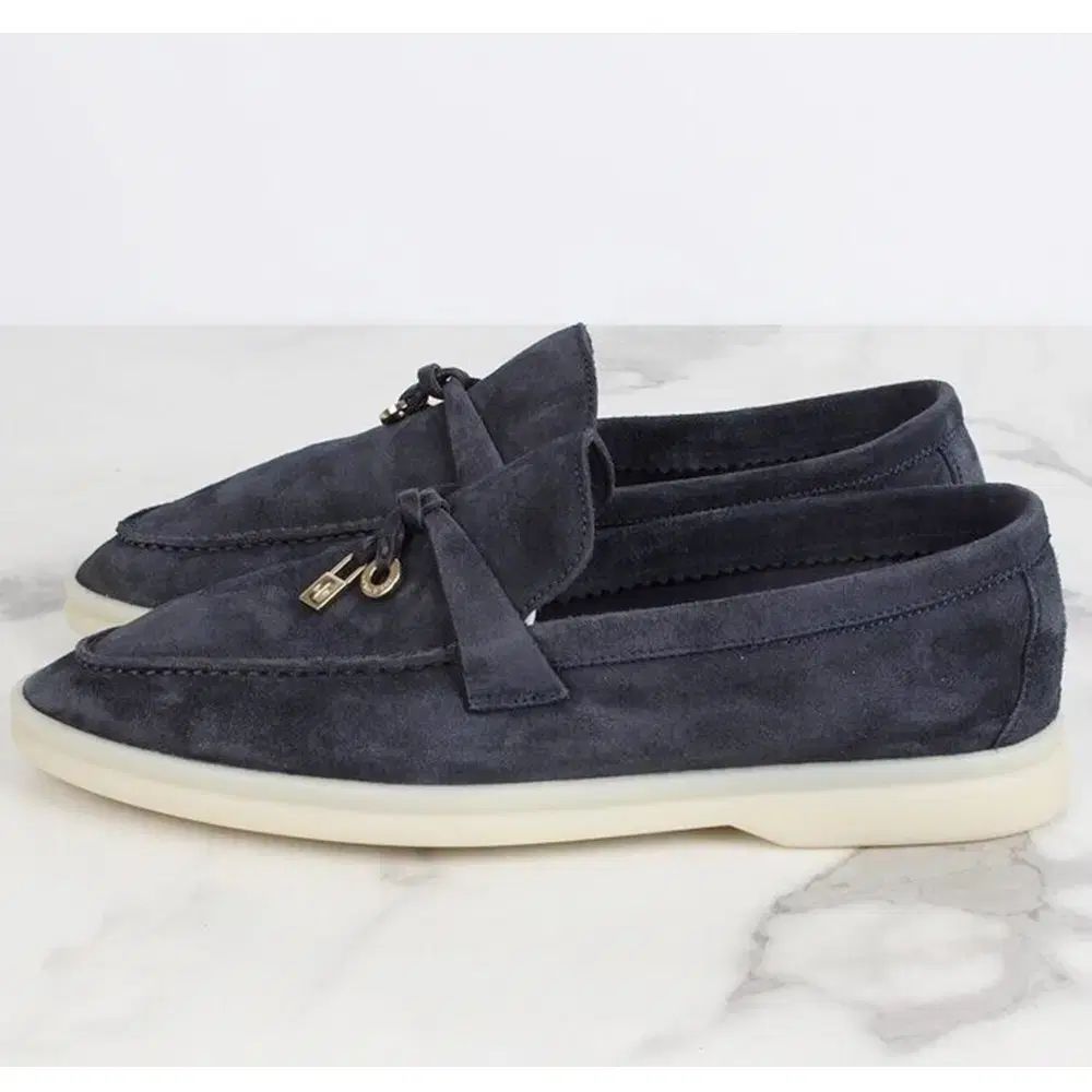 ロロ ピアーナ サマーウォーク チャームス ローファー ネイビー 36 5 235