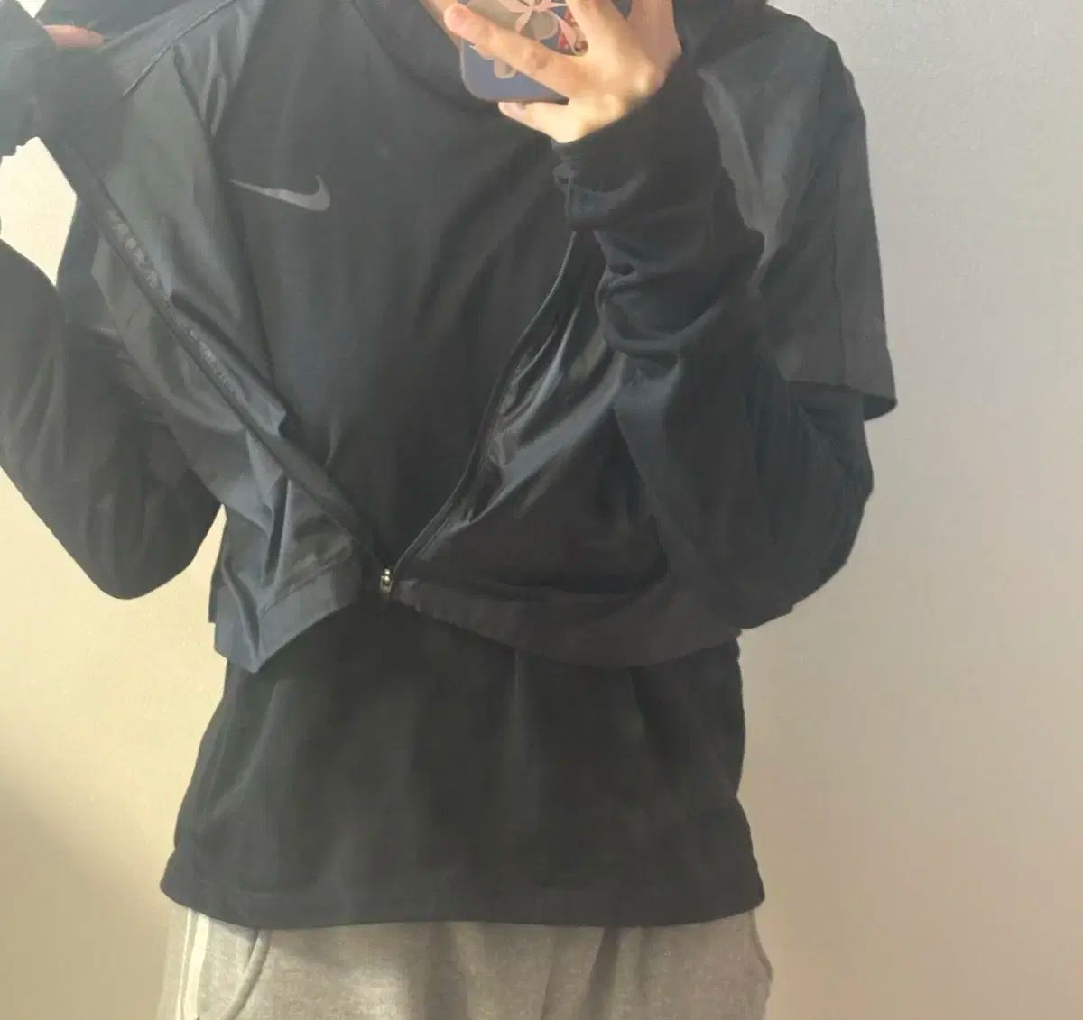 ナイキ ブラック ウィンドブレーカー インナーTシャツ set オーバーサイズ ジャンパー ブルゾン 