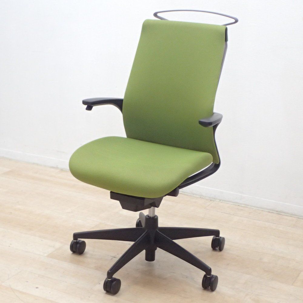 コクヨ M 4 CRS-G 2201 B オフィスチェア グリーン 肘付き ハンガー付き メッシュ EG 19452-1