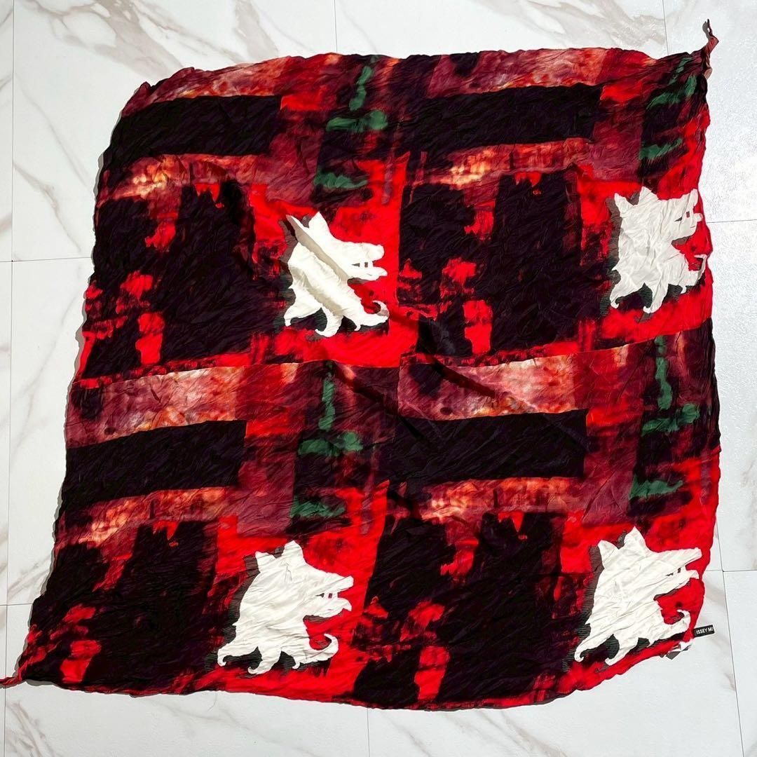 ISSEY MIYAKE MEN イッセイミヤケメン 2002 SS 2002年春夏 プリーツ加工 ドラゴン タイダイ柄 総柄 スカーフ ストール シルク 絹 メンズ レディース 名作 アーカイブ archive