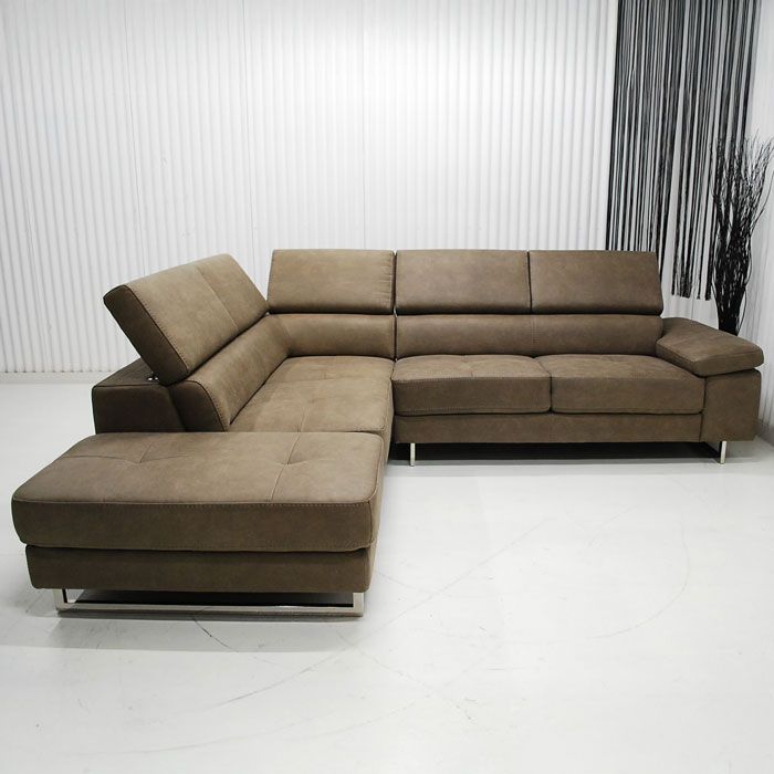 アウトレット 現品限り 一部 大 大型ワイド ヘッドレスギア付き ソファーセット モダンデザイン 250904-プレーゴ右カウチ