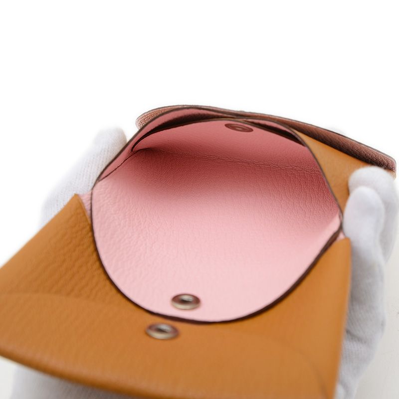  エルメス カルヴィデュオ ヴェルソ シェブルミゾル キャメル ローズサクラ Z刻 カードケース 小物