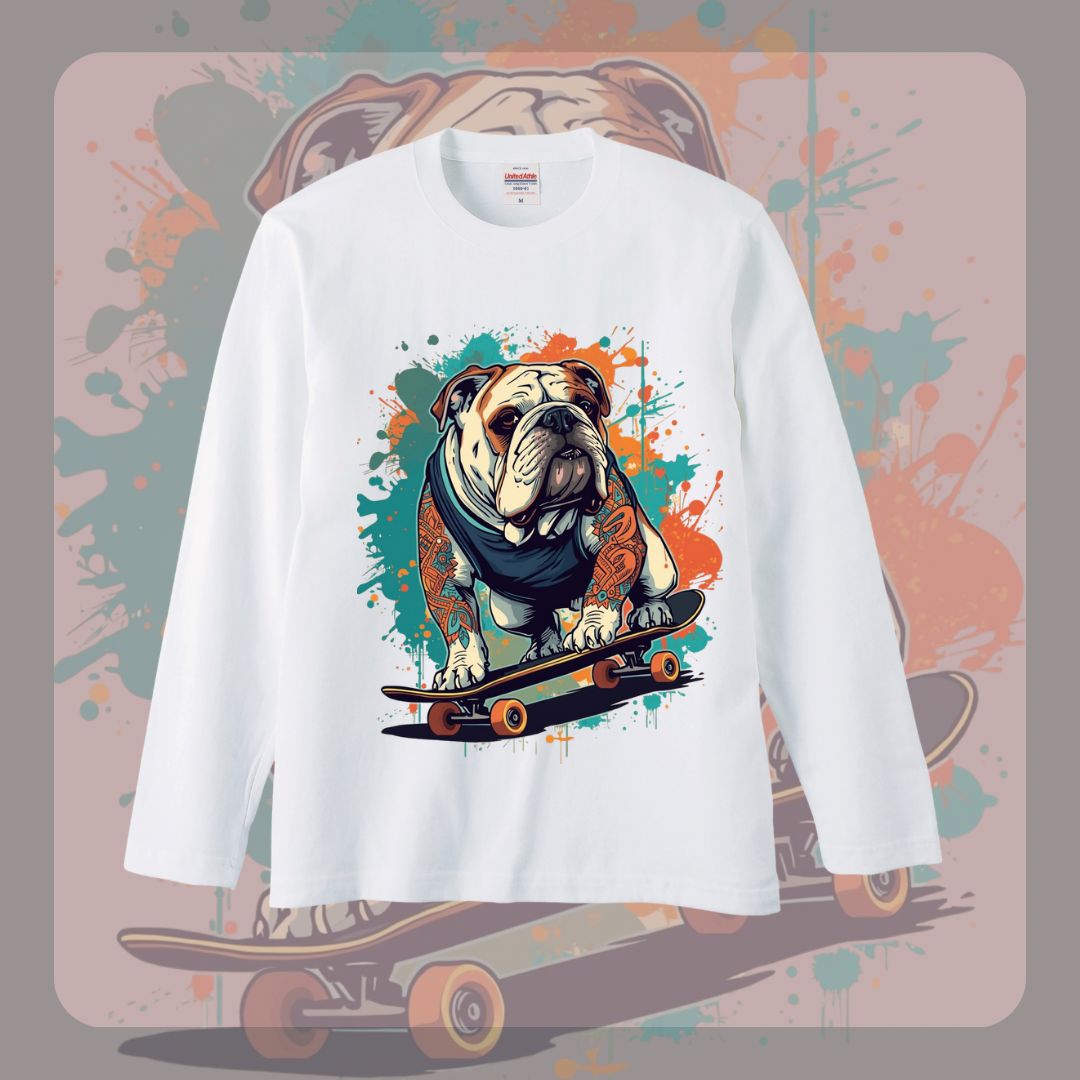 CHALLENGER 犬デザイン ロングスリーブTシャツ 🔴新品未使用🔴 ロングスリーブ Tシャツ 犬 カラフル かっこいい 前