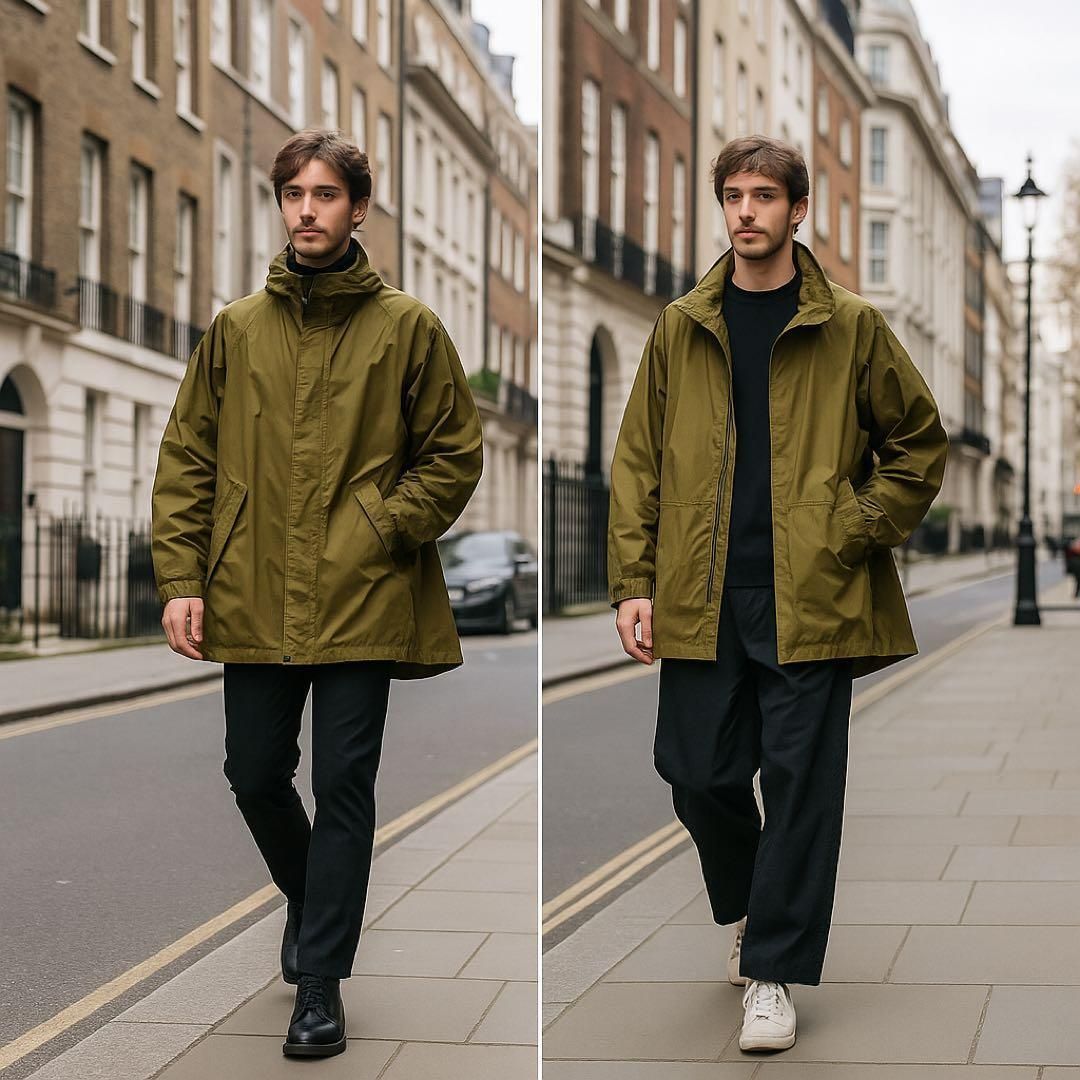 ISSEY MIYAKE イッセイミヤケ パラシュートコート モッズコート 2 way フード収納 カーキグリーン系 ナイロン オーバーサイズ メンズ 名作 アーカイブ archive