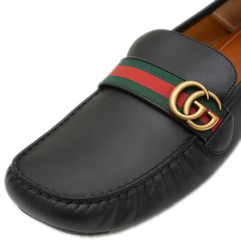  グッチ ドライビングシューズ レザー ブラック メンズ 12 5 450891 スリッポン 靴