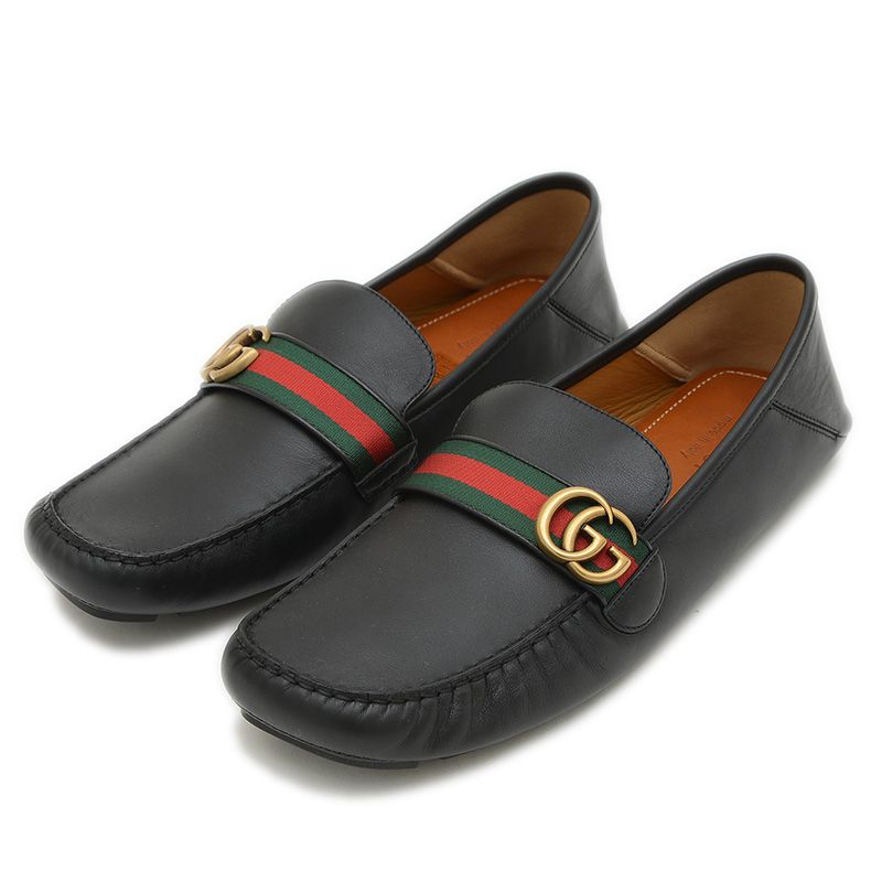 グッチ ドライビングシューズ レザー ブラック メンズ 12 5 450891