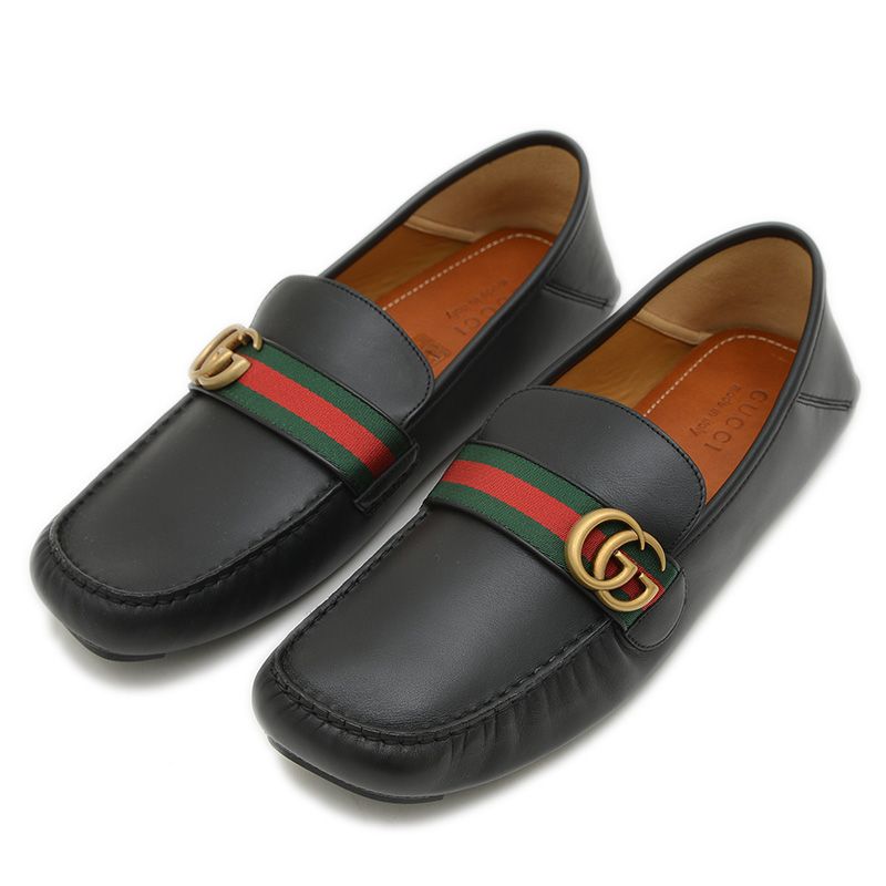 グッチ ドライビングシューズ レザー ブラック メンズ 13 450891