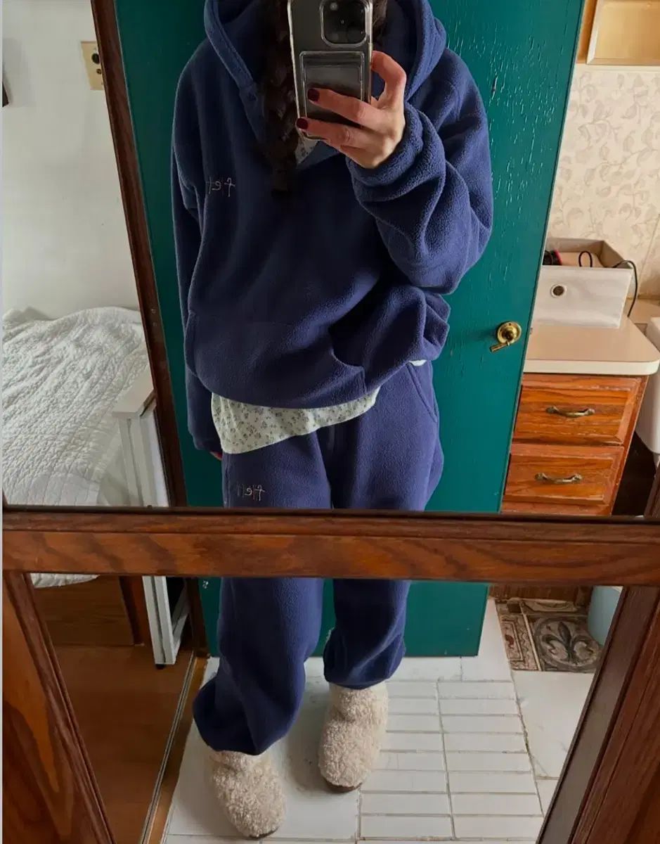 fletta ロゴ フリース セットアップ ブルー