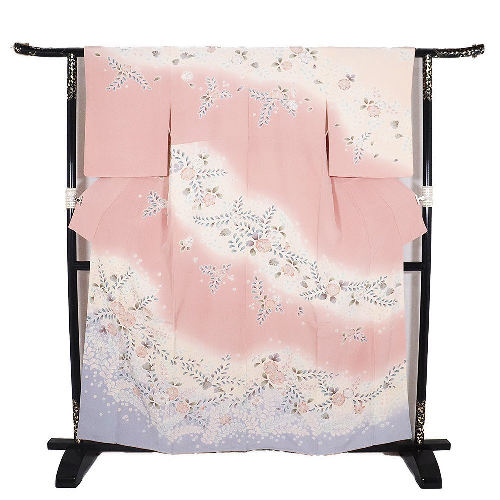 ❤️大人可愛い小紋　辻ヶ花　グレーとピンク ✨超美品　新品畳紙付き ❤️大人可愛い小紋 辻ヶ花 グレーとピンク ✨超美品 新品畳紙付き