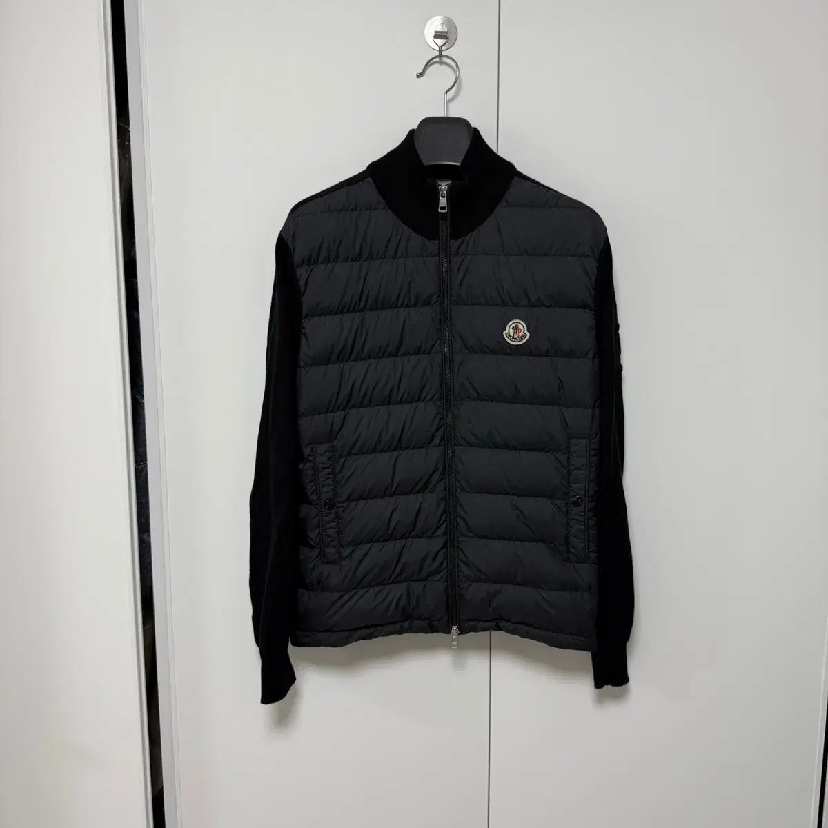 MONCLER ニット切替 ダウンジャケット M 紺 モンクレール