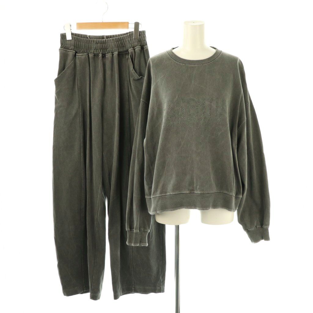 ダブル クロージング ダブスタ DOUBLE エッセンシャル 24 AW セットアップ 上下 ビンテージライクロゴスウェット 長袖 ビンテージライクワイドパンツ F グレー