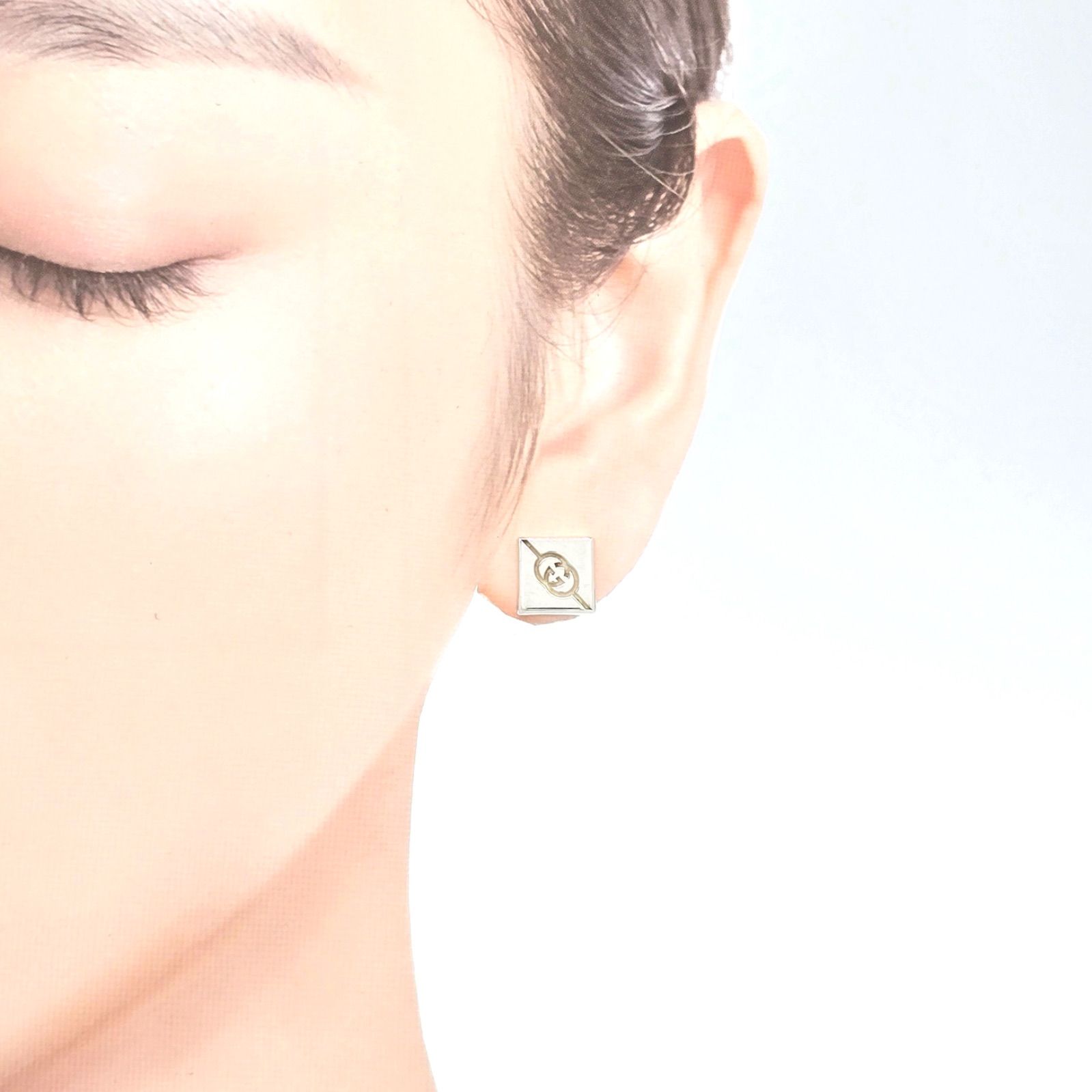 GUCCI グッチ 774033 ダイアゴナル インターロッキングG ピアス 片耳