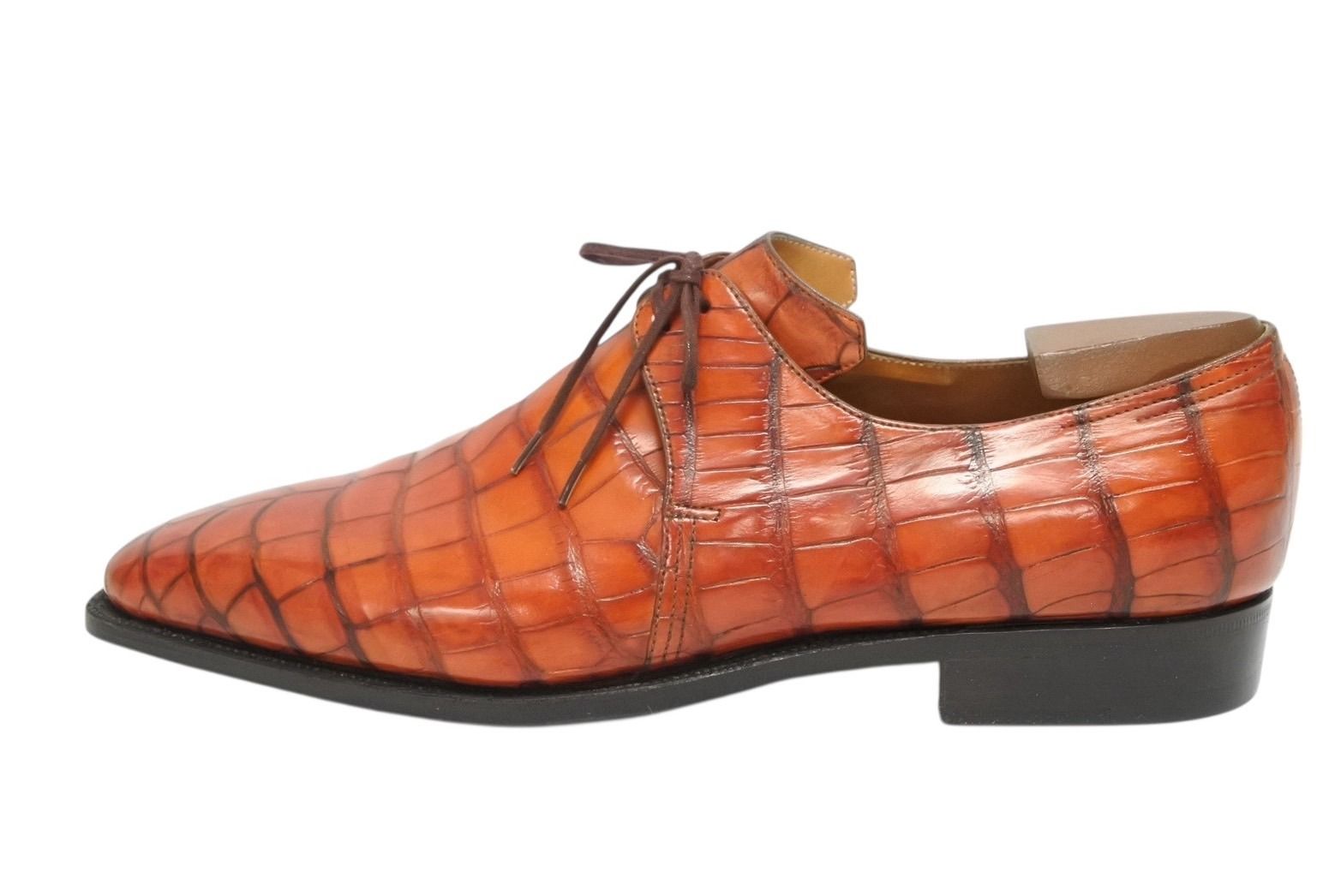 CORTHAY コルテ ローファー アリゲーター クロコダイル ブラウン オレンジ サイズ9 4 b 009247