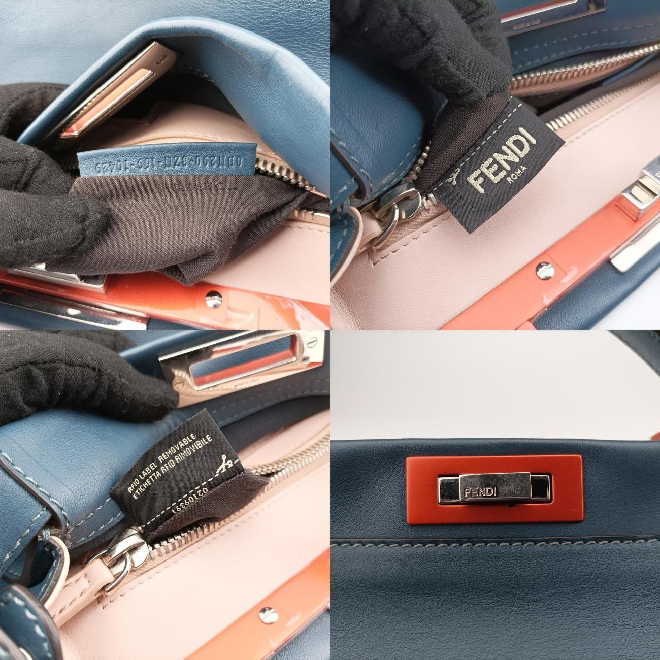 フェンディFendiピーカブー ブルー×レッド レザー 8BN290 8BN290-3ZN