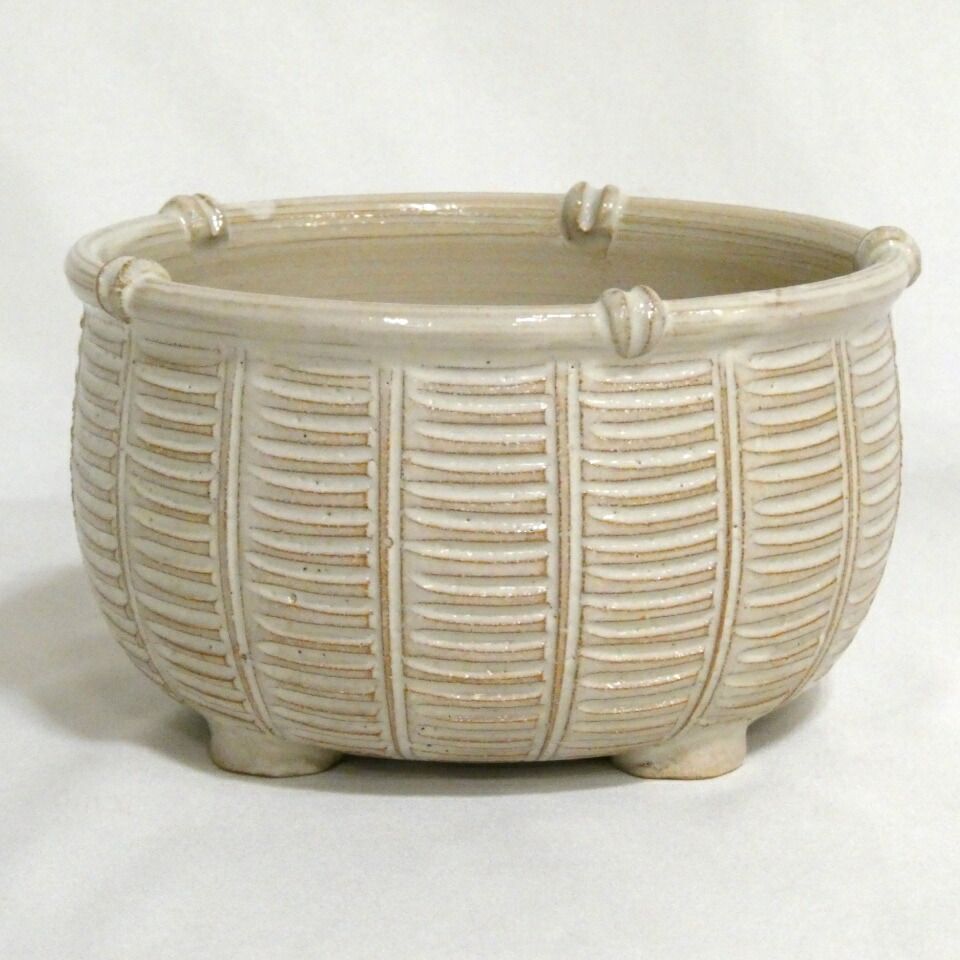  十一月の特売品 紀州焼 葵窯作 二代 寒川栖豊 籠形 建水 茶道具 急須 日本茶用品 茶器