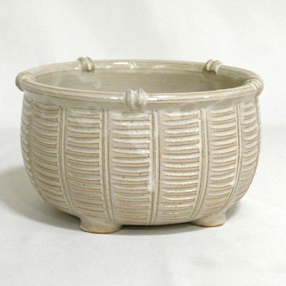 十一月の特売品 紀州焼 葵窯作 二代 寒川栖豊 籠形 建水 茶道具