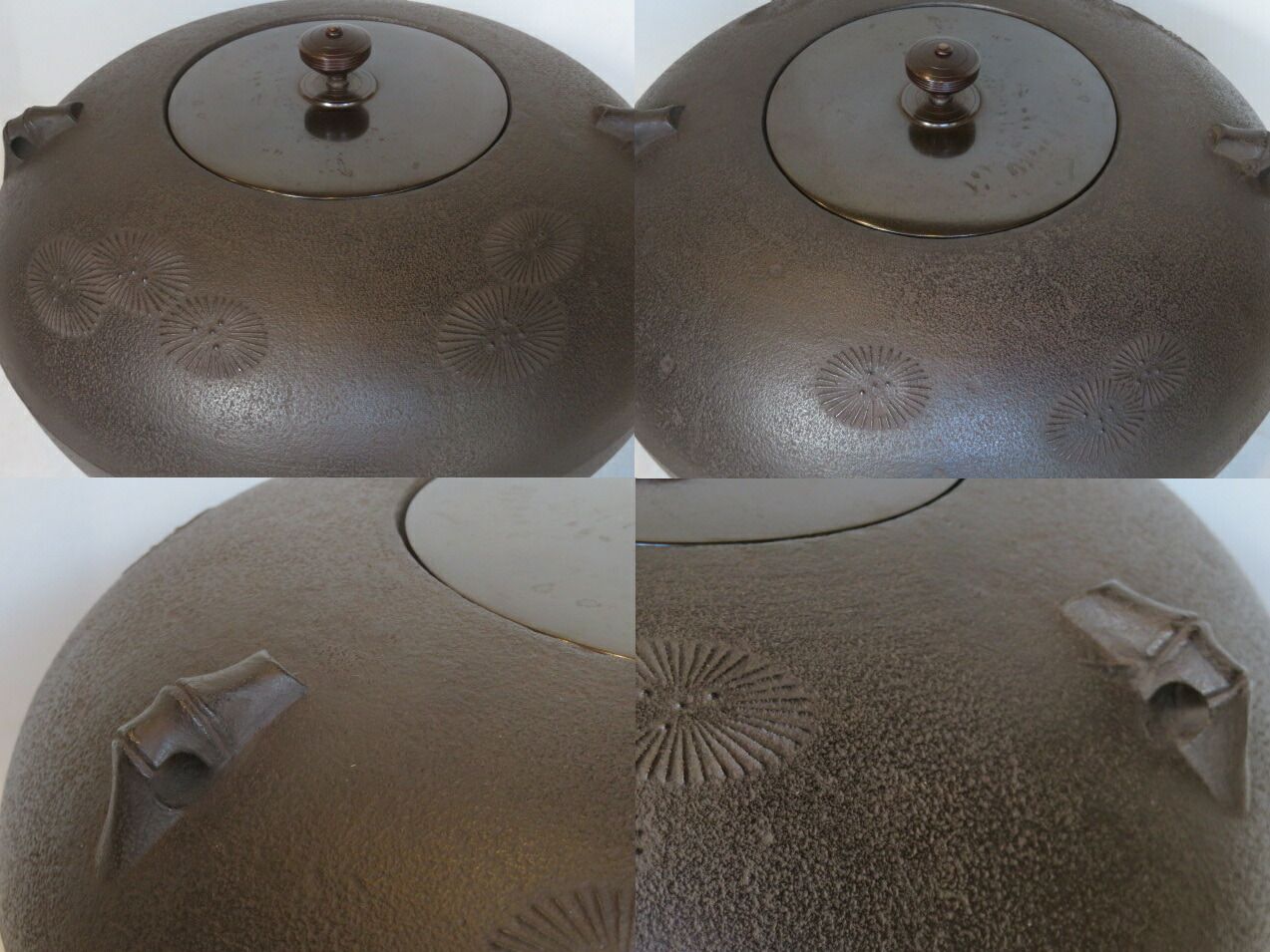 十一月◇特売品）大阪府 角谷莎村作 姥口平釜 唐松地紋 炉釜 茶道具