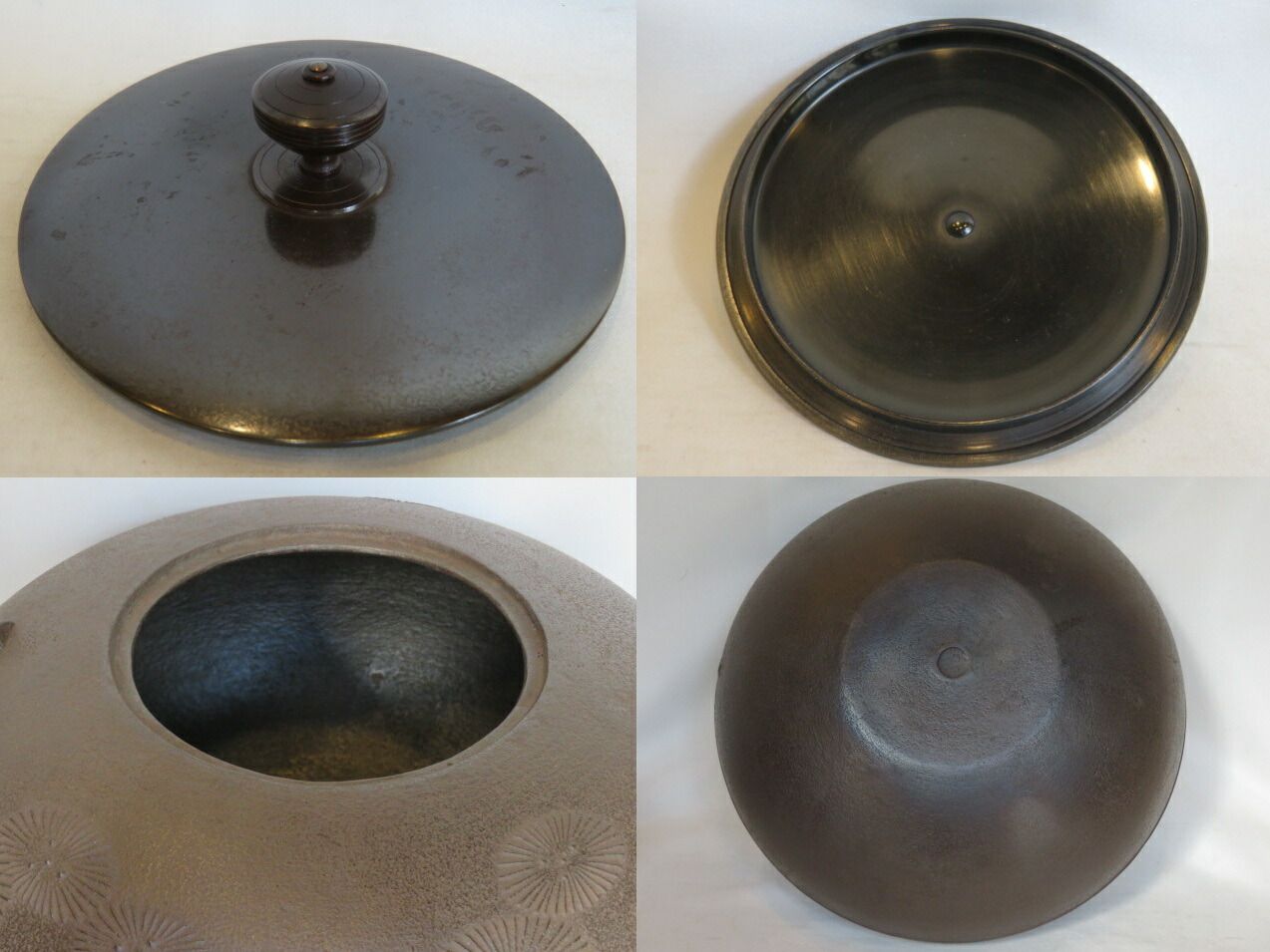 十一月◇特売品）大阪府 角谷莎村作 姥口平釜 唐松地紋 炉釜 茶道具