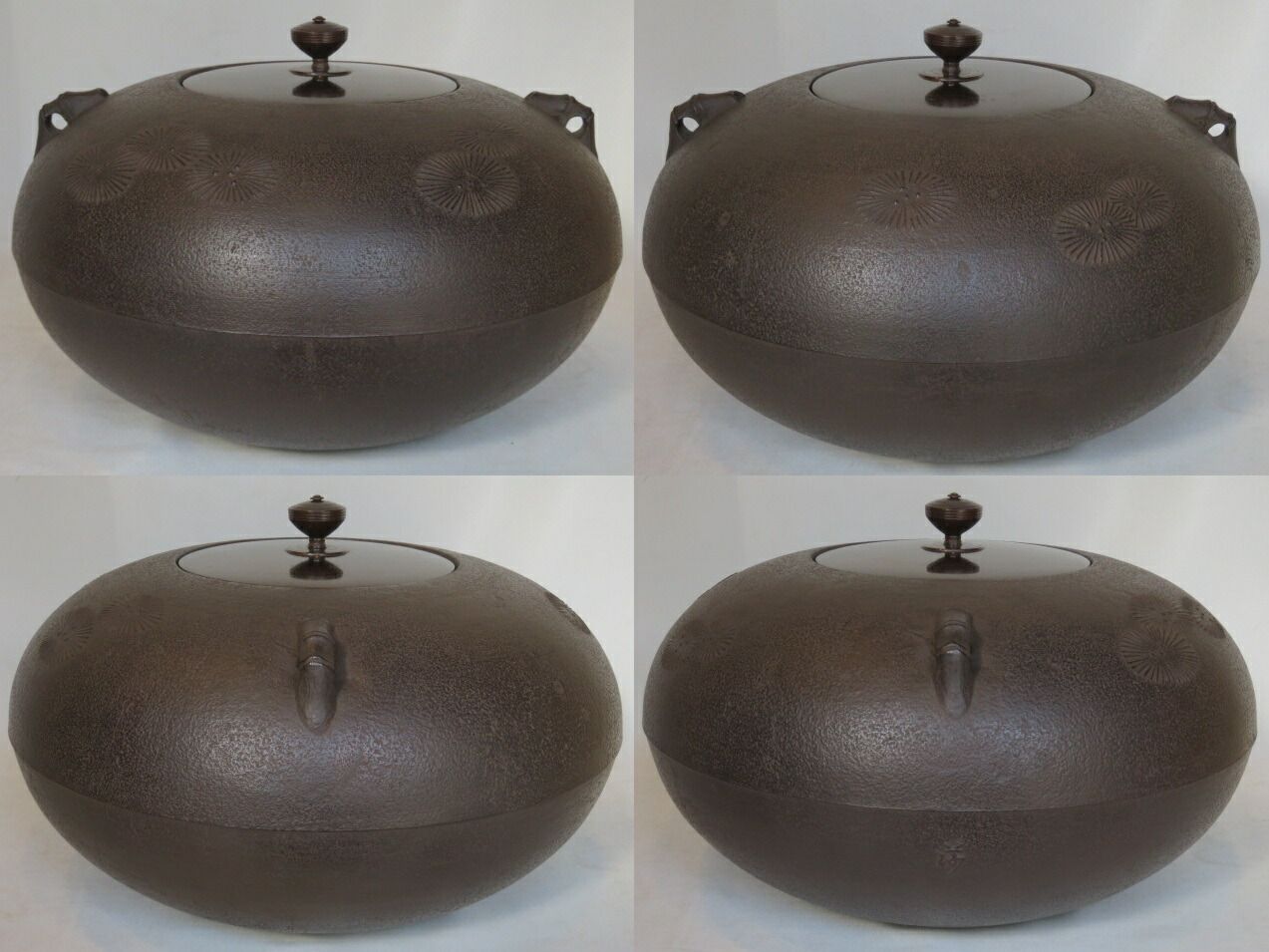 十一月◇特売品）大阪府 角谷莎村作 姥口平釜 唐松地紋 炉釜 茶道具