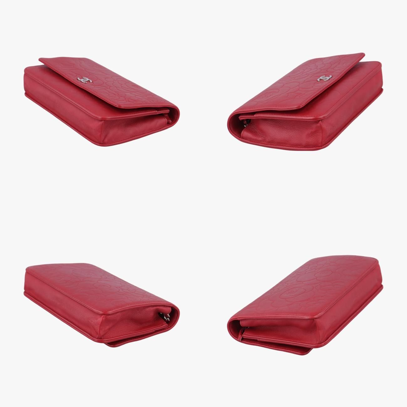  シャネルChanelカメリア レッド ラムスキン A 47421 メッセンジャーバッグ ショルダーバッグ