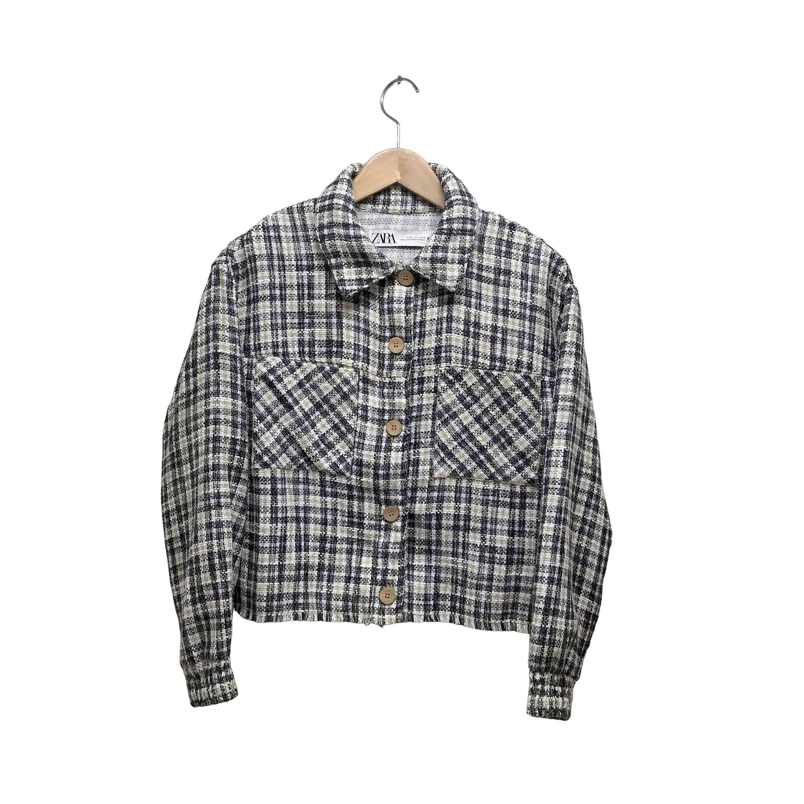 zara チェックジャケット レディース ザラ ZARA ツイードチェック 