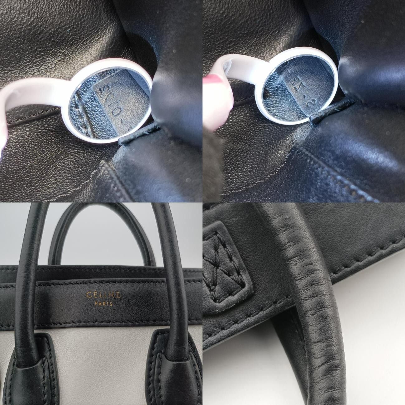  セリーヌCelineラゲージナノショッパー ブラウン×ホワイト×ブラック レザー S-ZP-0192 メッセンジャーバッグ ショルダーバッグ