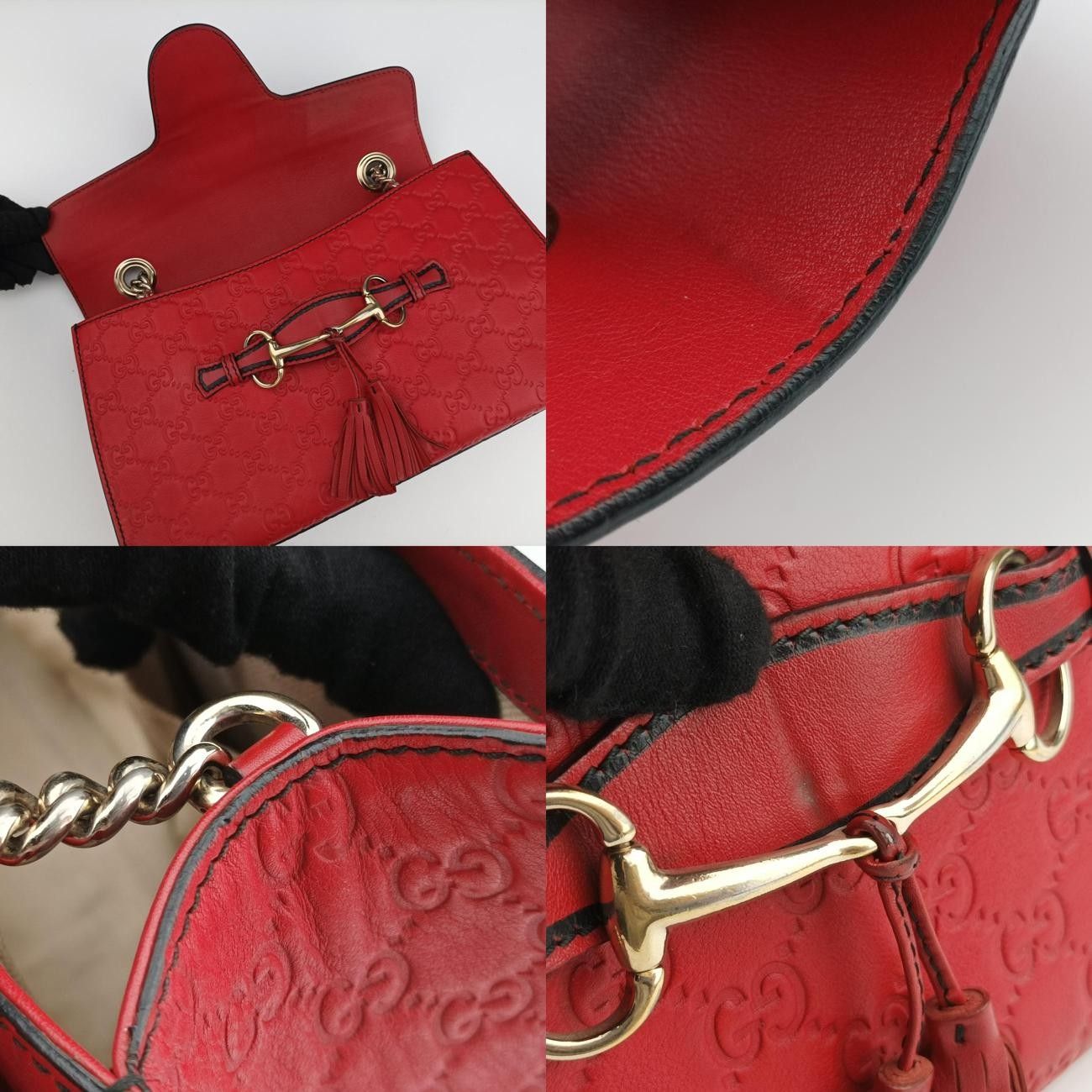  グッチGucciエミリー レッド レザー 295402 メッセンジャーバッグ ショルダーバッグ