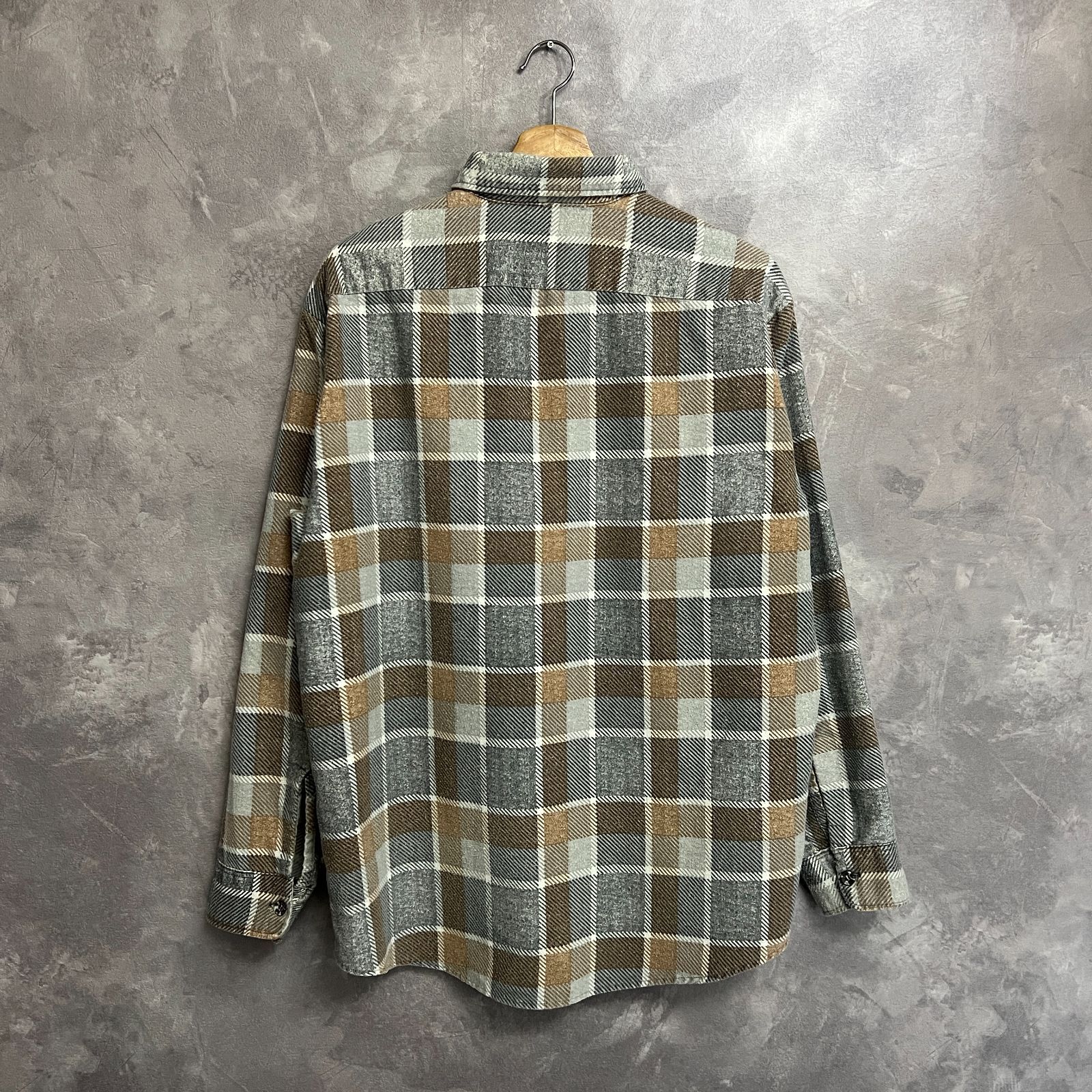 超希少 70s Sears オープンカラー プリントチェック ネルシャツ 超希少 70s Sears オープンカラー プリントチェック ネルシャツ