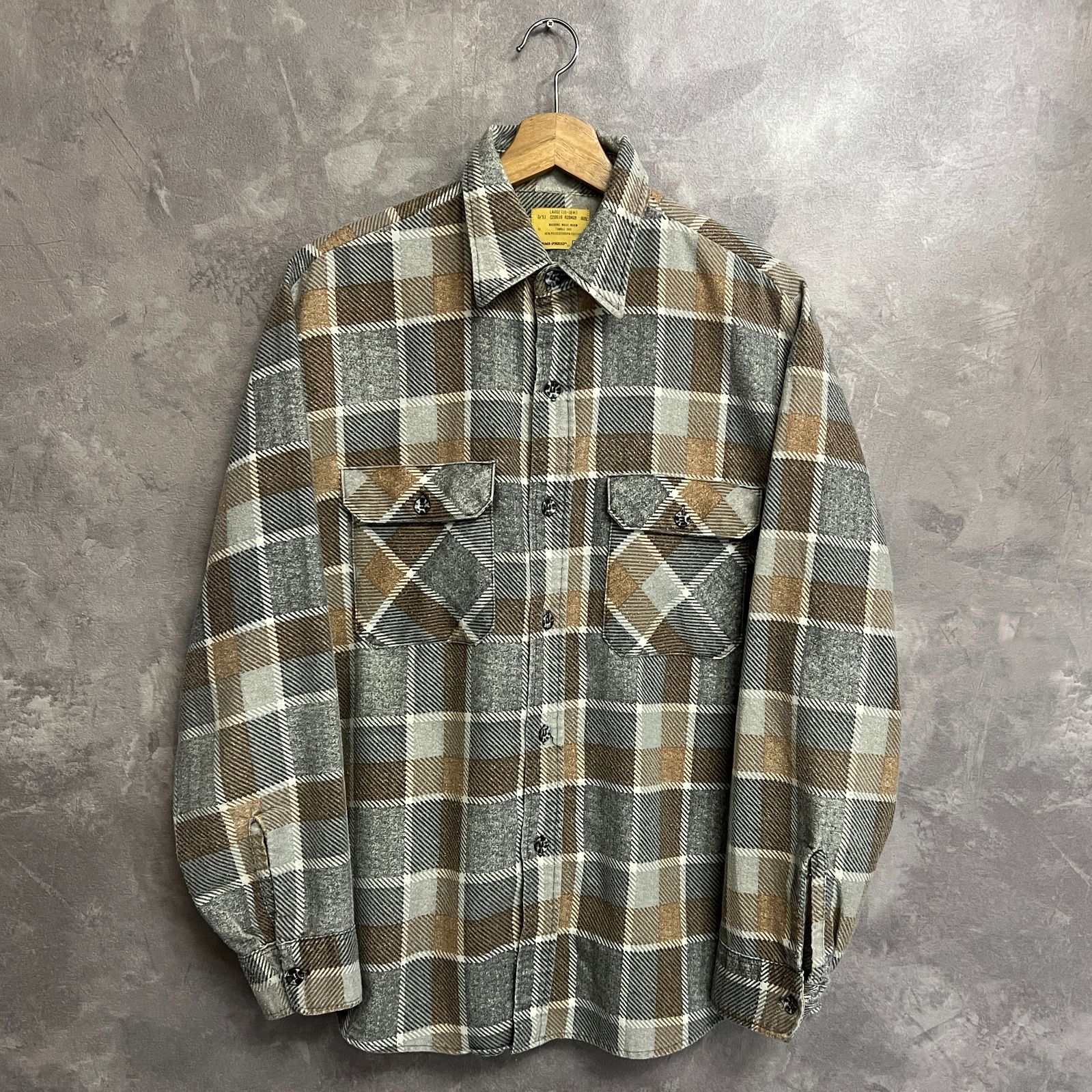 超希少 70s Sears オープンカラー プリントチェック ネルシャツ 超希少 70s Sears オープンカラー プリントチェック ネルシャツ