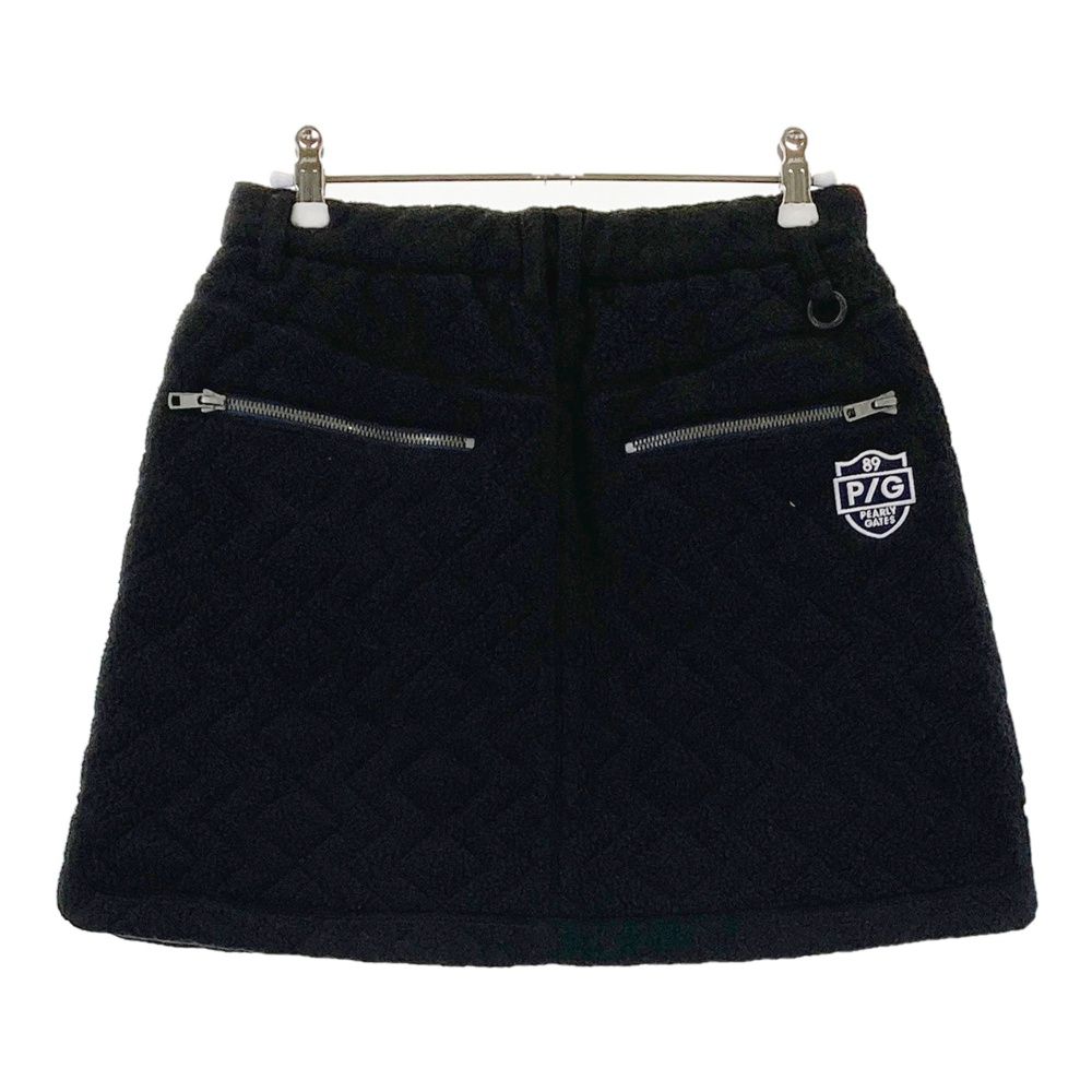 パーリーゲイツ　ブラック　ボアゴルフスカート サイズ：0 PEARLY GATES パーリーゲイツ 中綿 キルティング ボア