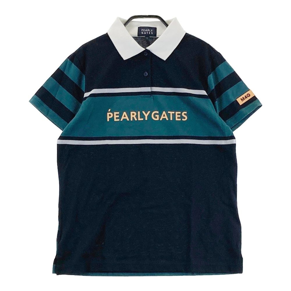 サイズ 1 PEARLY GATES パーリーゲイツ 半袖ポロシャツ ネイビー系 ゴルフウェア レディース ストスト