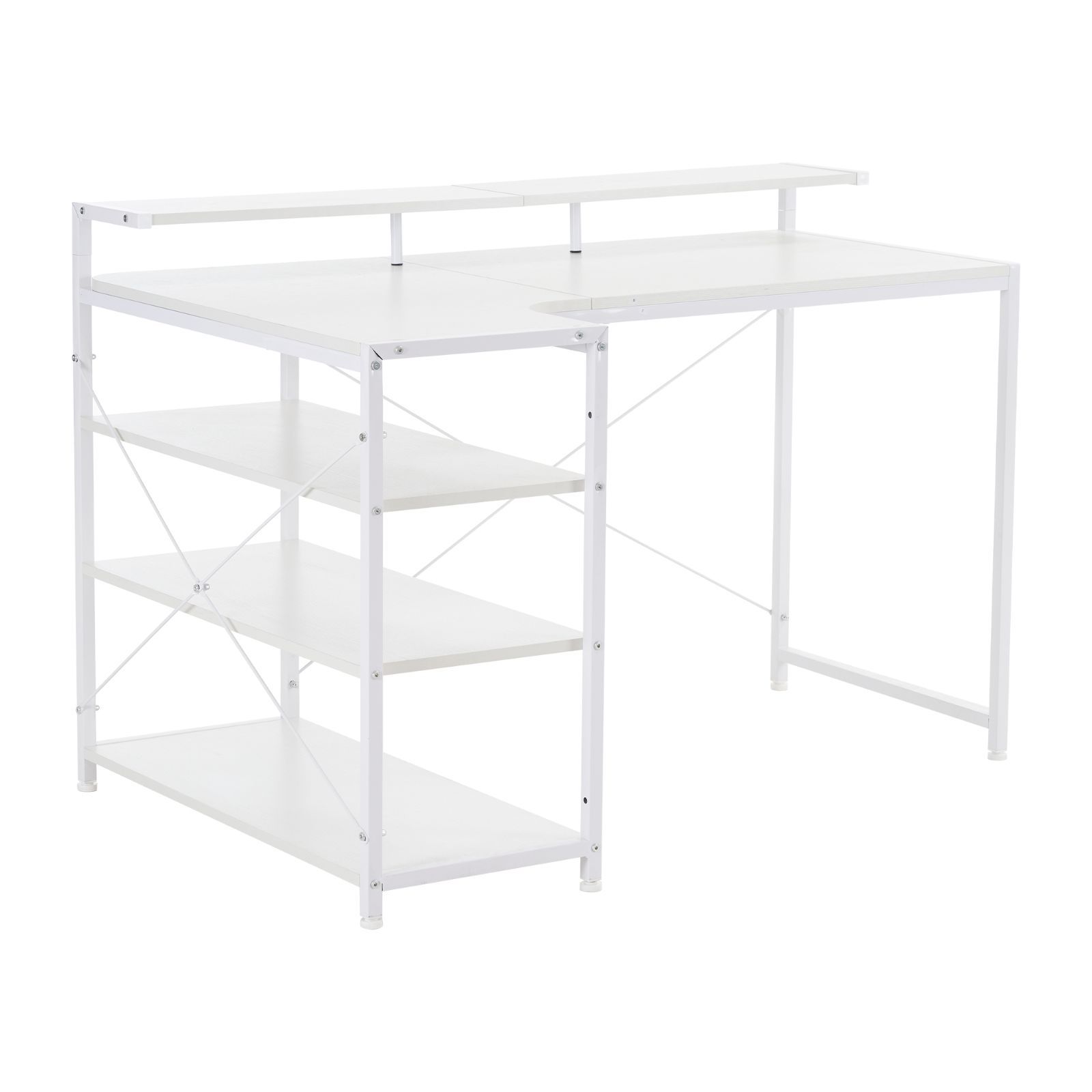 人気商品改良タイプ」ホワイト パソコンデスク L字 120cm 3段ラック付
