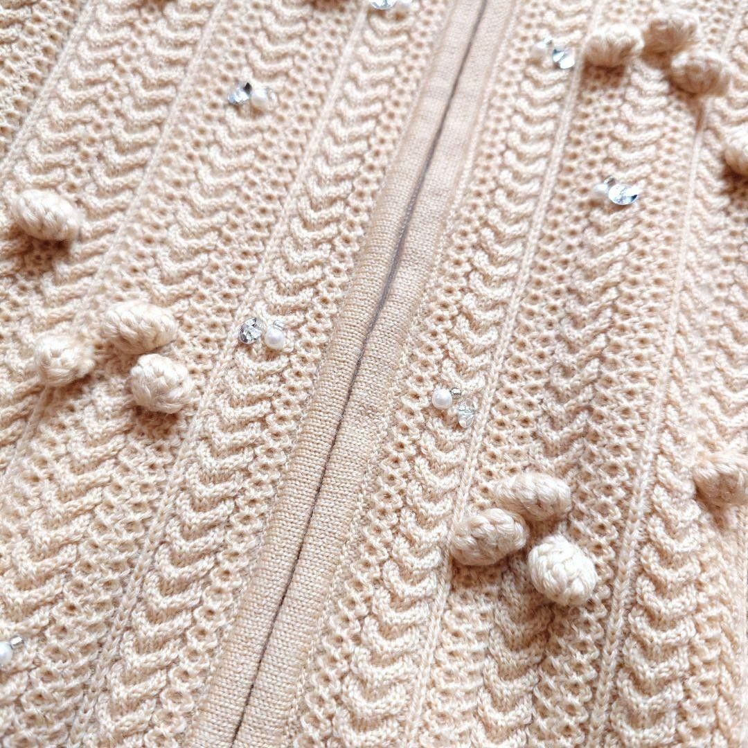 エムズグレイシー カメリア ビジュー ジップアップ ニット