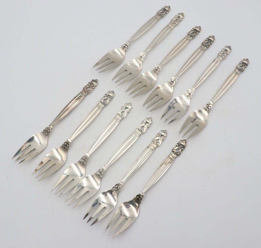 ジョージジェンセン George Jensen エコーン Acorn カトラリー フォーク スターリングシルバー 12点セット