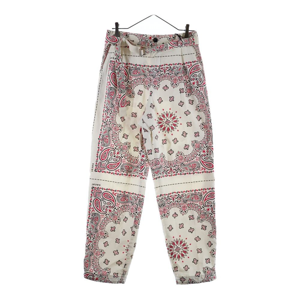 Sacai (サカイ) 22SS Bandana Print Pants 22-02691M バンダナプリントベルテッドパンツ ホワイト/ピンク