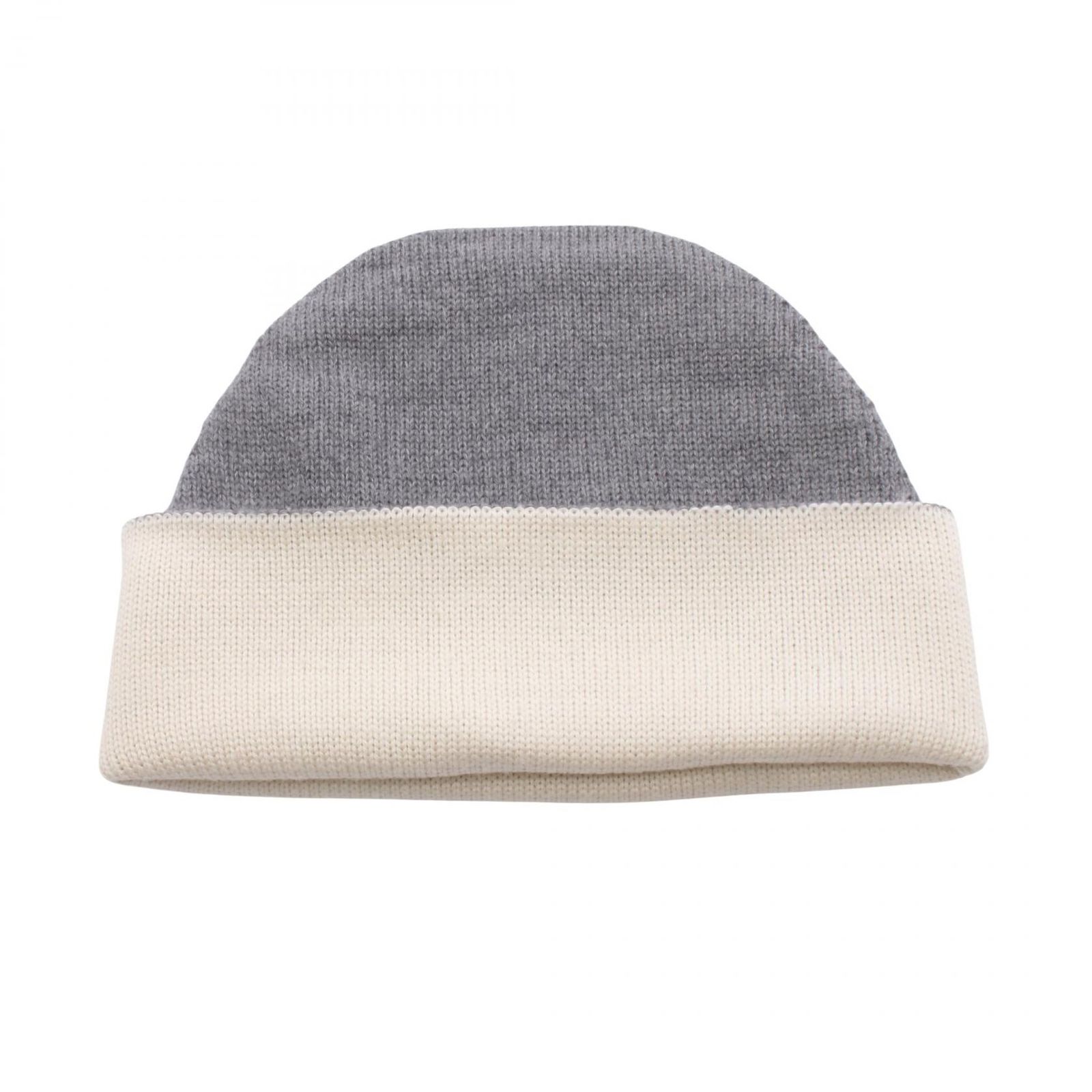 シャネル CHANEL ニットキャップ ココマーク ホワイト/グレー ウール