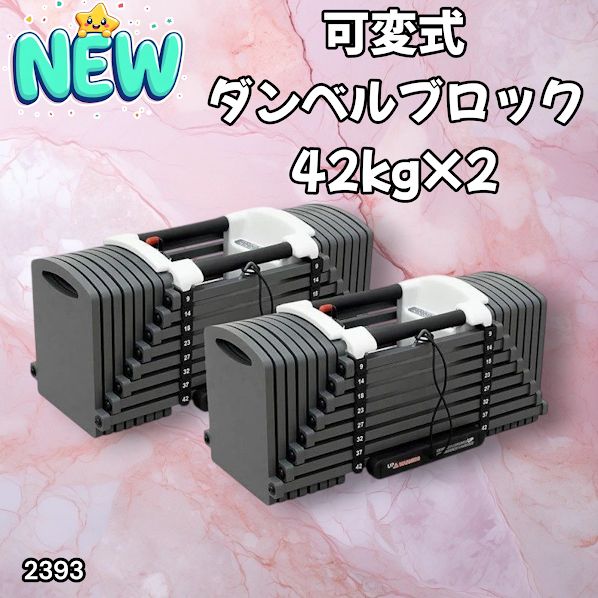 2393 可変式 ブロック ダンベル 42kg 2個セット 簡単 重量 調整 可能