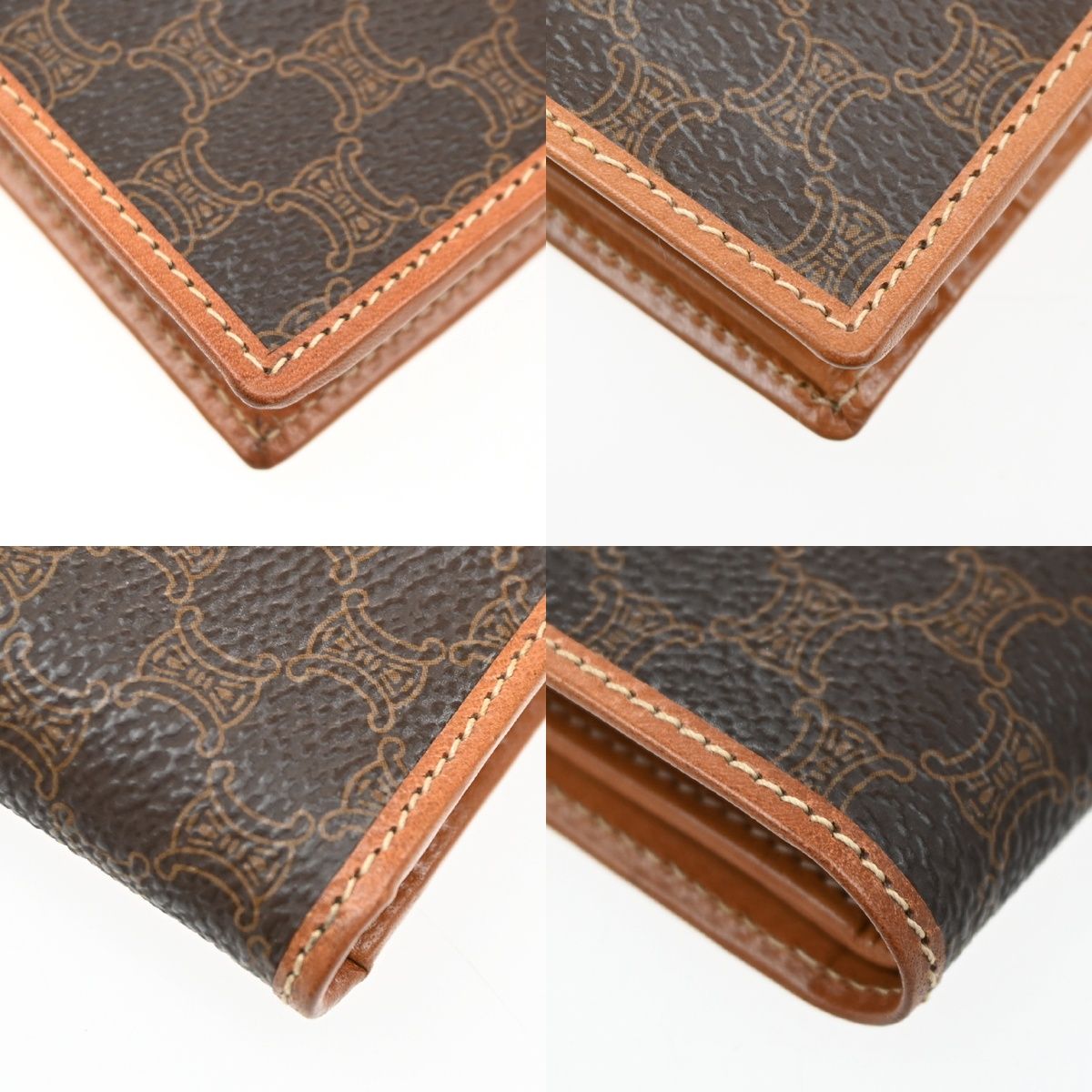 CELINE セリーヌ 財布 二つ折り マカダム コンパクト ブラウン レザー